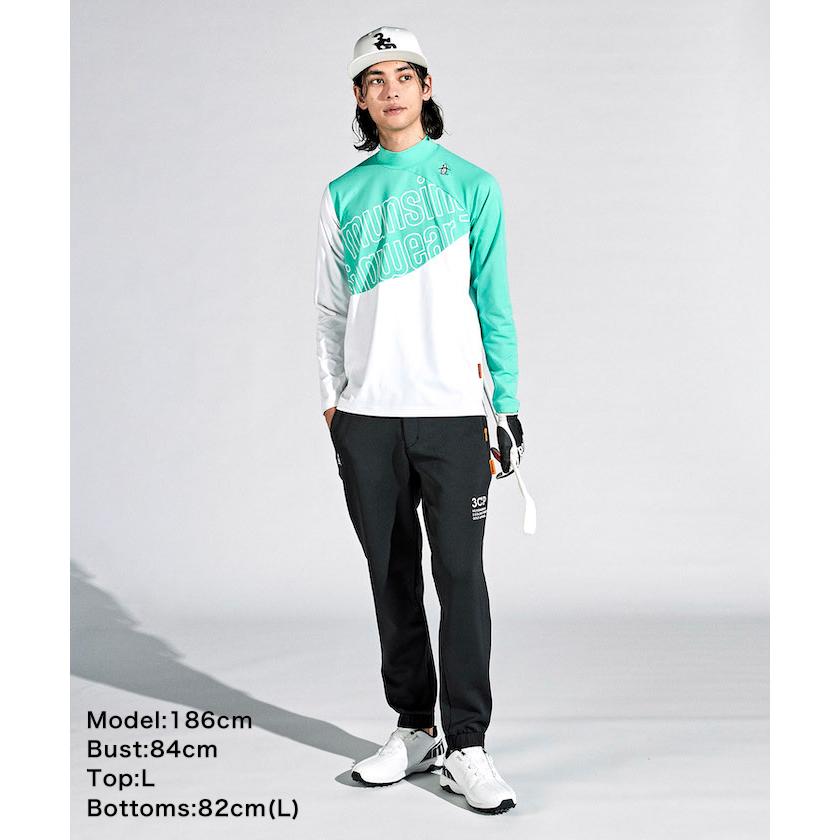 マンシングウェア　ゴルフ　モックネック　長袖シャツ　ストレッチ　総柄　Lサイズ Munsingwear セール 公式 マンシングウェア シャツ モックネック