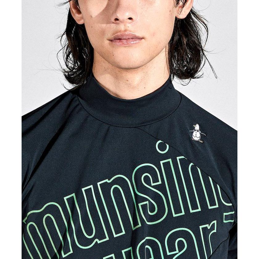 マンシングウェア　ゴルフ　モックネック　長袖シャツ　ストレッチ　総柄　Lサイズ Munsingwear セール 公式 マンシングウェア シャツ モックネック