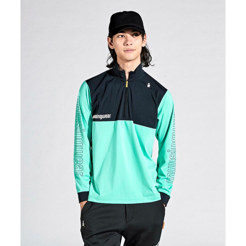 新品 マンシングウェアゴルフ ハーフジップ長袖シャツ/メンズ/M/ブラック Munsingwear セール 公式 マンシングウェア シャツ ハーフジップ