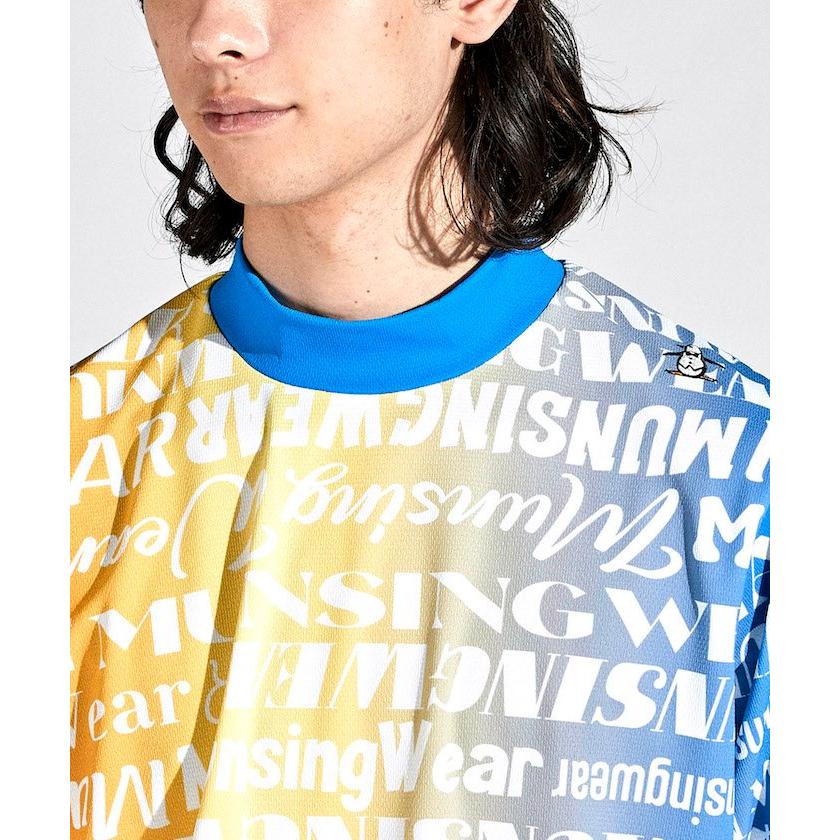 レザレクション　モックネック　ポロシャツ　トップス　メンズ　青黄　シャツ Munsingwear 公式 マンシングウェア モックネック 長袖シャツ