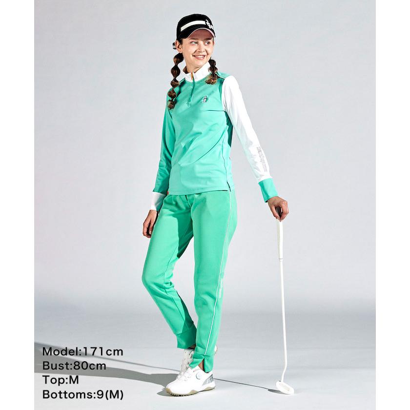 【デッドストック/日本製】マンシングウェア 高機能ゴルフチノパンツ イエロー Munsingwear 50%OFF セール ゴルフウェア レディース マンシング