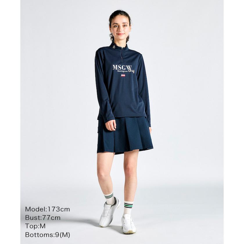 美品【 RLX 】ゴルフ レディース ハーフジップ シャツ 白 レディースゴルフウエア ハーフZIPモックネックトップス