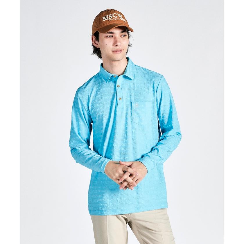 新品マンシングウェアストレッチリンクスジャガード長袖ポロシャツМカーキ Munsingwear ストレッチリンクスジャガード長袖ポロシャツ