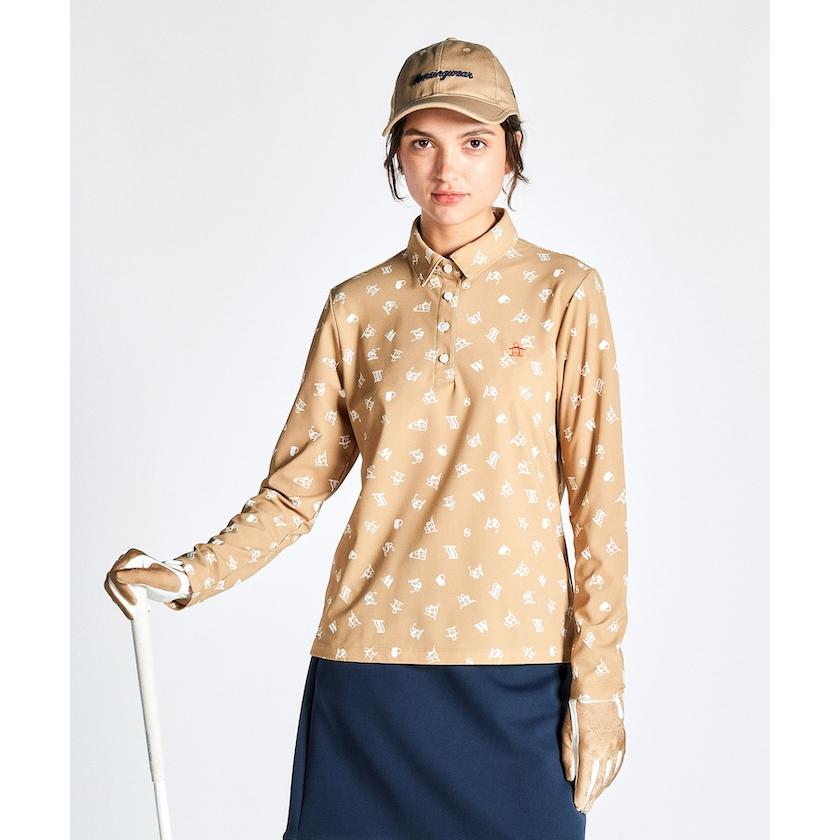未使用品 Munsingwear 長袖ポロシャツ サイズLL レディース ゴルフ MW 【吸汗速乾】パイピングラインシンプル長袖ポロシャツ