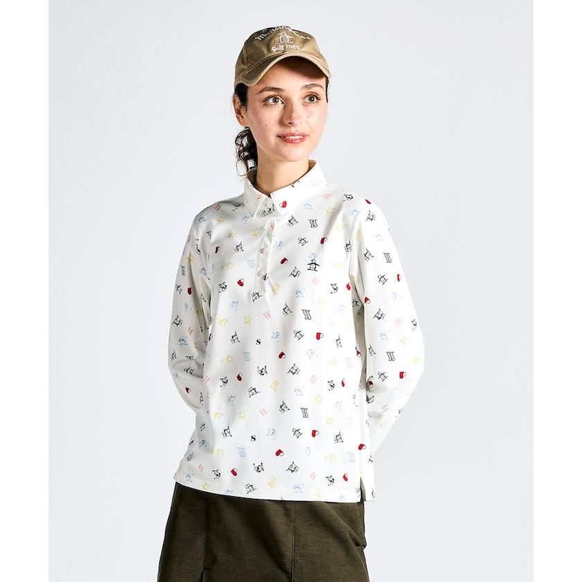 未使用品 Munsingwear 長袖ポロシャツ サイズLL レディース ゴルフ MW 【吸汗速乾】パイピングラインシンプル長袖ポロシャツ