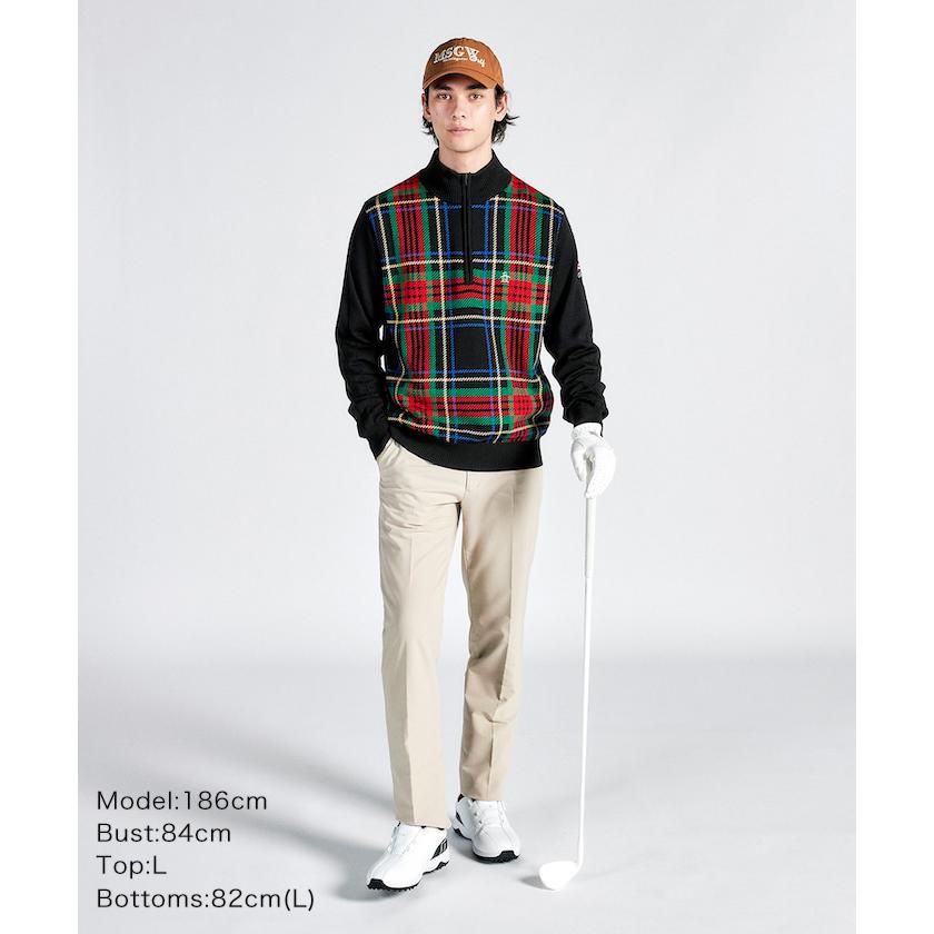 即納可☆【Munsingwear】マンシングウェア アーガイル/チェック柄ハーフジップセーターゴルフ MG4FST22M Munsingwear（マンシングウェア） 公式 アーガイルチェック柄 ハーフ