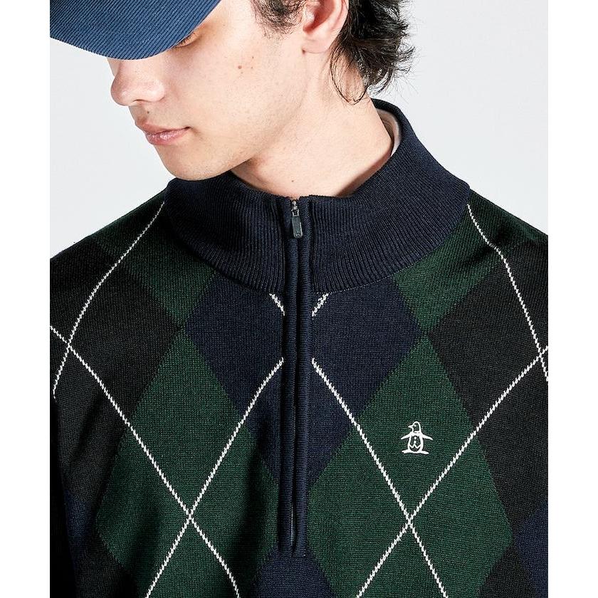 ☆新品☆マンシングウェア メンズゴルフ アーガイル ハーフジップアップセーター Munsingwear 公式 マンシングウェア アーガイルチェック柄