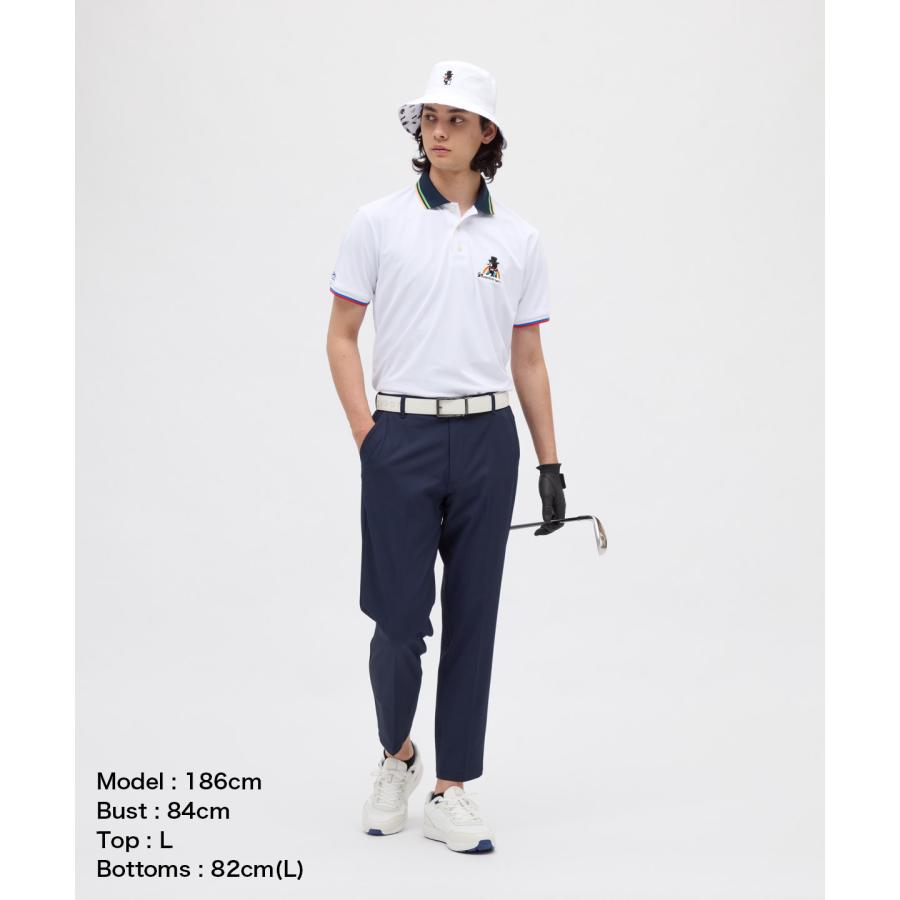 新品タグ付き　Munsingwear ネイビー ポロシャツ 半袖ハイネック　Ｌ Munsingwear マンシングウェア 半袖ポロシャツ ネイビー×白 胸
