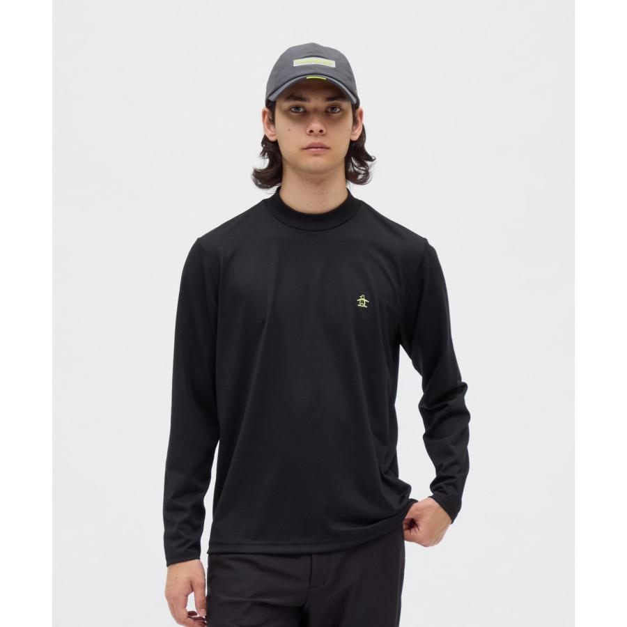 Munsingwear マンシングウェア ビッグロゴ モックネック ブラック M Munsingwear（マンシングウェア） 公式 ストレッチ毛混天竺長袖モック