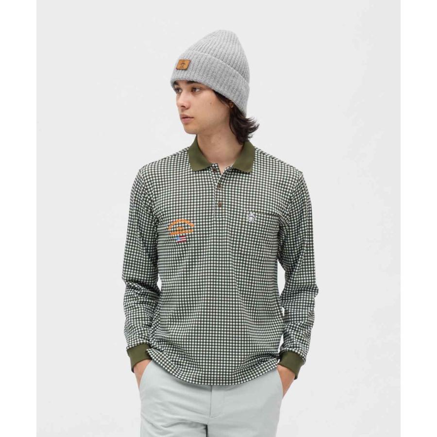 新品マンシングウェアギンガムチェック総柄プリント長袖ポロシャツ 茶 Munsingwear（マンシングウェア） 公式 HEATNAVI ギンガムチェック総柄