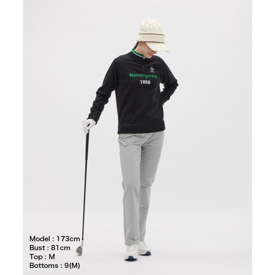 公式 マンシングウェア MUNSINGWEAR 裏付き防風ハーフジップセーター レディース ニット ゴルフ スポーティー  MG5FST82L 25FWの画像