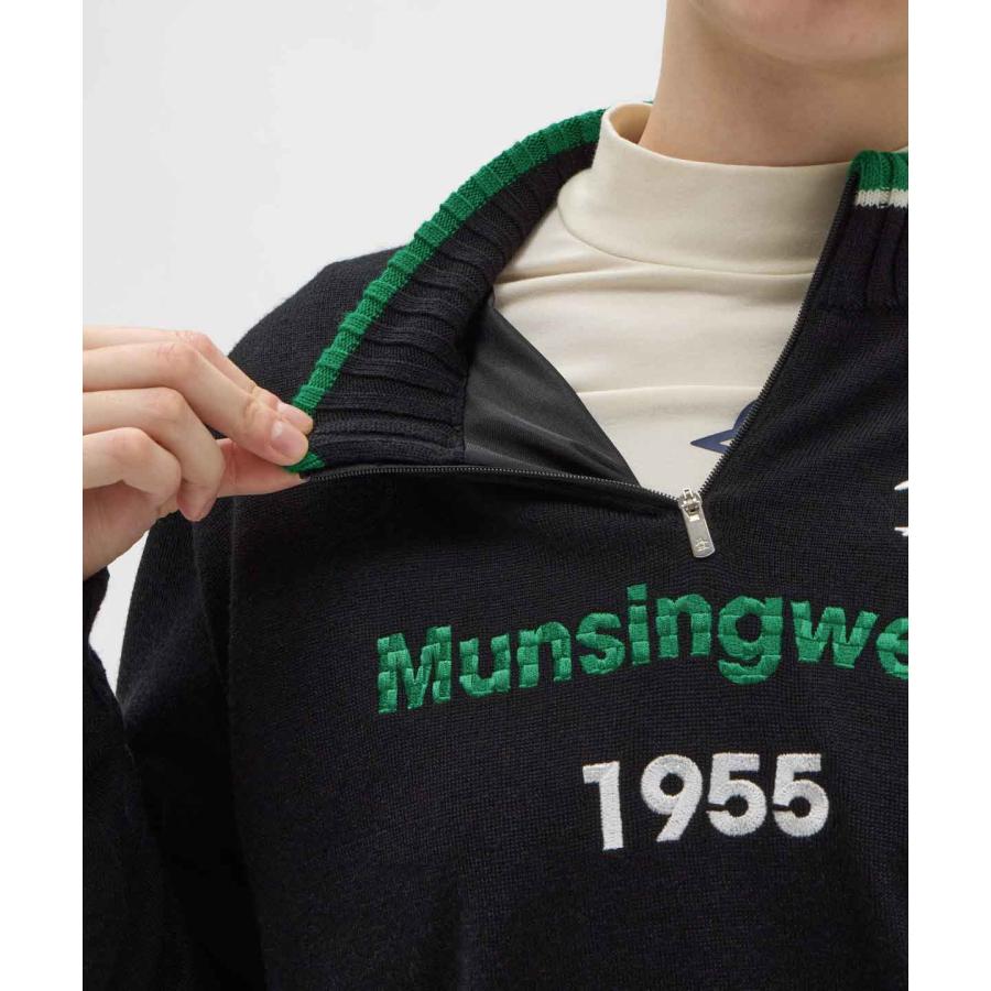 公式 マンシングウェア MUNSINGWEAR 裏付き防風ハーフジップセーター レディース ニット ゴルフ スポーティー  MG5FST82L 25FWの画像