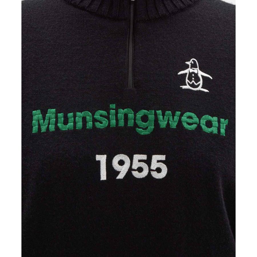 公式 マンシングウェア MUNSINGWEAR 裏付き防風ハーフジップセーター レディース ニット ゴルフ スポーティー  MG5FST82L 25FWの画像