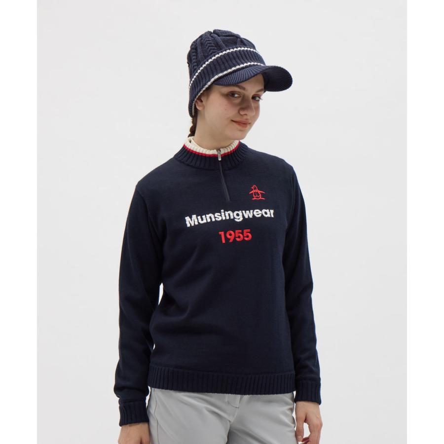 公式 マンシングウェア MUNSINGWEAR 裏付き防風ハーフジップセーター レディース ニット ゴルフ スポーティー  MG5FST82L 25FWの画像