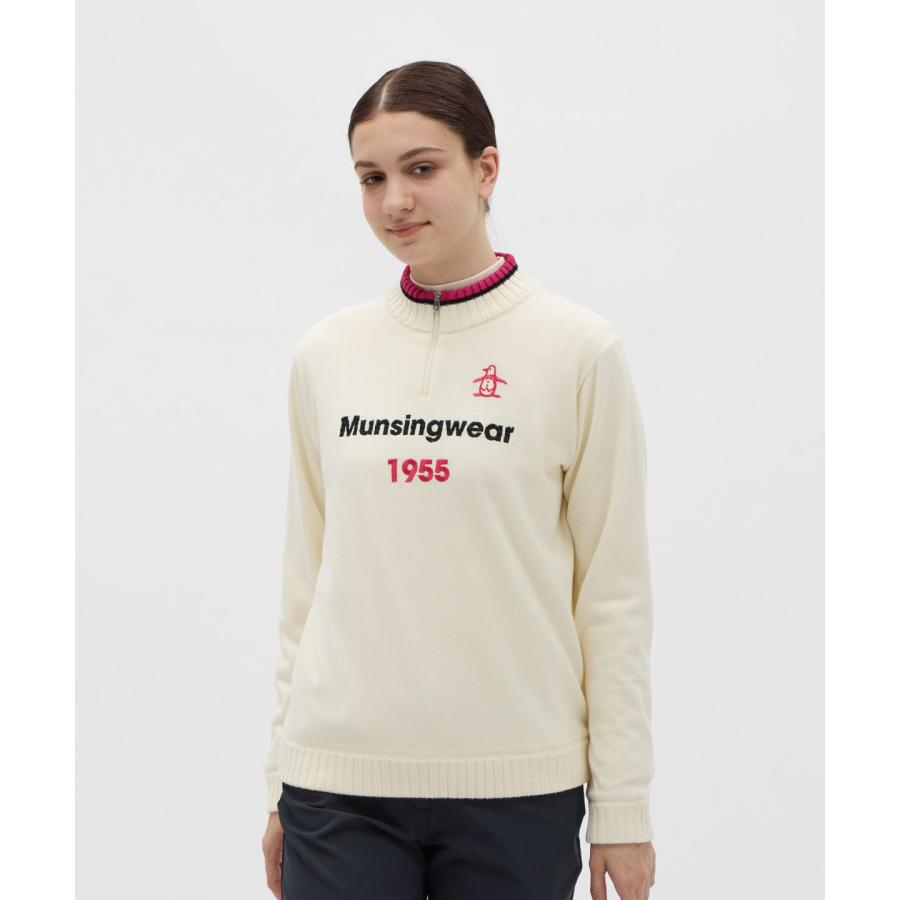 公式 マンシングウェア MUNSINGWEAR 裏付き防風ハーフジップセーター レディース ニット ゴルフ スポーティー  MG5FST82L 25FWの画像