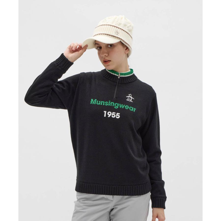 公式 マンシングウェア MUNSINGWEAR 裏付き防風ハーフジップセーター レディース ニット ゴルフ スポーティー  MG5FST82L 25FWの画像