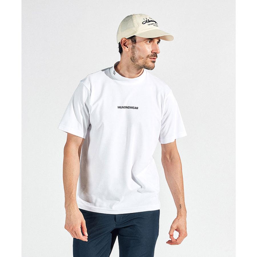 現行モデル マンシングウェア モックネック 半袖 ホワイト メンズ 希少サイズ Munsingwear 公式 マンシングウェア モックネック半袖シャツ