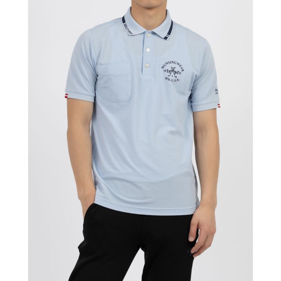 Munsingwear　マンシングウェア サッカープリント半袖ポロ衿シャツ Munsingwear マンシングウェア サッカープリント半袖ポロ衿シャツ