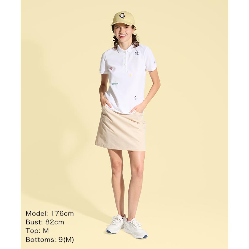 新品 golf S ポロシャツ スカート セット ベージュホワイト Munsingwear（マンシングウェア） 公式 70周年 アーカイブペンギン柄