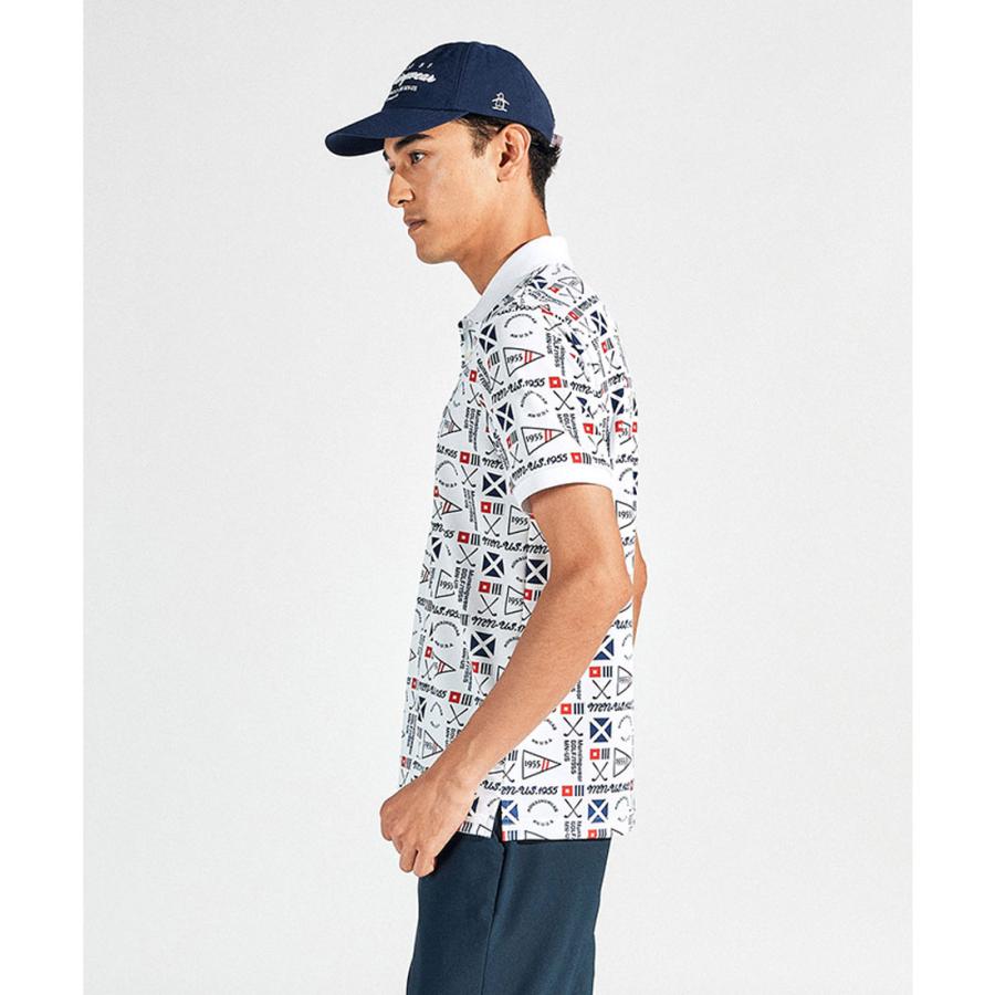 【新品】マンシングウェア ポロシャツ メンズ M ゴルフフェア 総柄 黒 半袖 Munsingwear 公式 マンシングウェア グラフィック総柄プリント