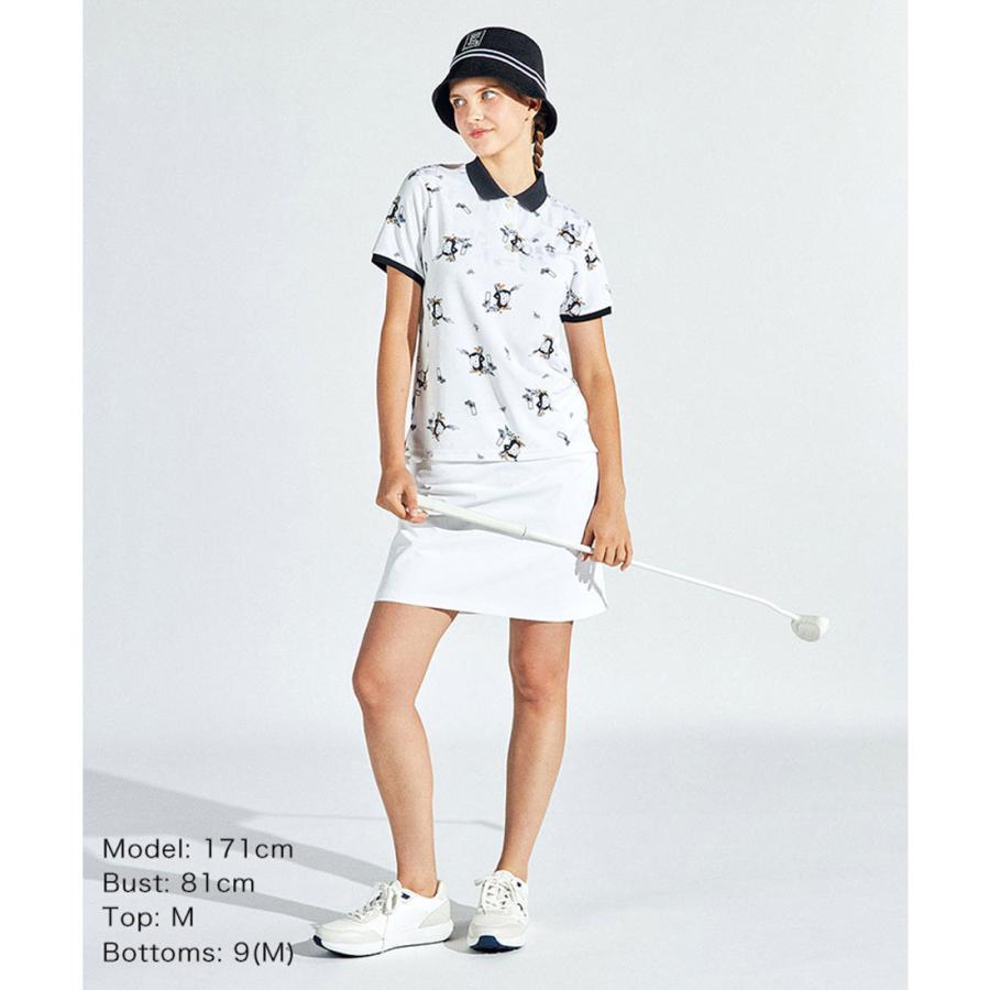 新品 マンシングウェア ゴルフ　ペンギン総柄 半袖ポロシャツ/レディス/M 新品 マンシングウェア ゴルフ ペンギン総柄 半袖ポロシャツ/レディス/M