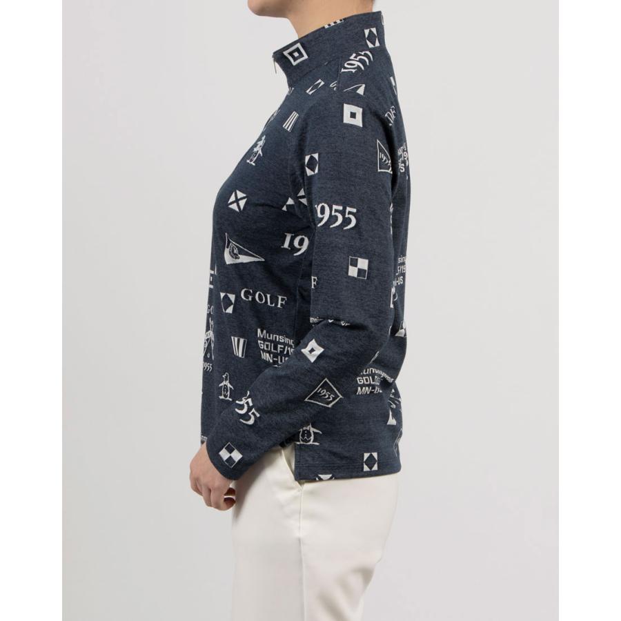 【新品未使用】マンシングウェア ロゴジャカード長袖シャツ ネイビー　LLサイズ 新品未使用】マンシングウェア ロゴジャカード長袖シャツ