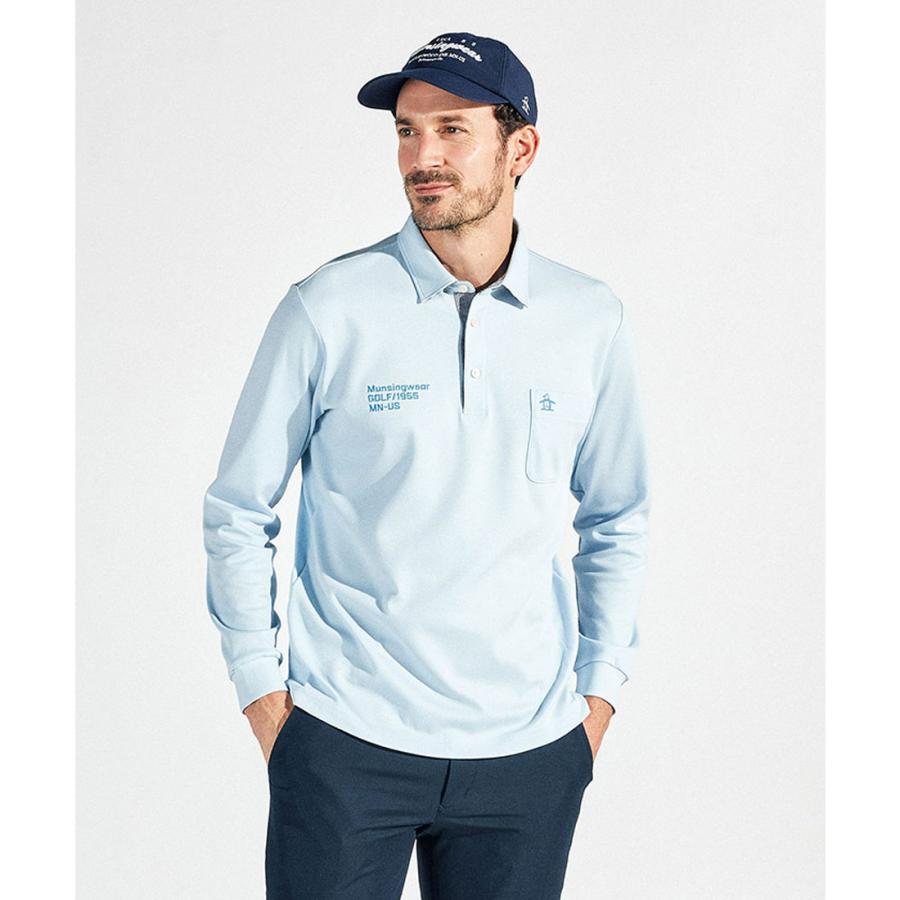【新品】マンシングウェア　長袖シャツ　鹿の子　ポロシャツL吸汗速乾サンスクリーン Munsingwear 公式 マンシングウェア ドット鹿の子 長袖