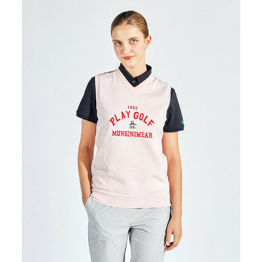 Munsingwear（マンシングウェア） 公式 ロゴ柄インターシャ Vネック