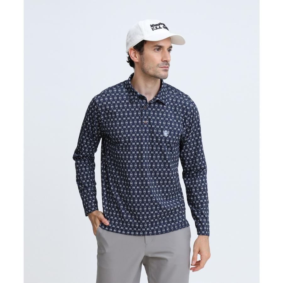 【未使用】マンシングウェア ゴルフ ポロシャツ　M 総柄 Munsingwear Munsingwear（マンシングウェア） 公式 モノグラム総柄プリント長袖