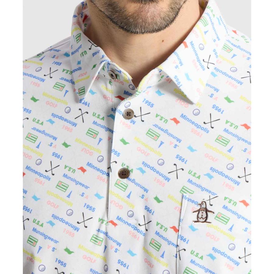 新品マンシングSunscreenNIRロゴグラフィックプリント長袖ポロシャツL Munsingwear（マンシングウェア） 公式 SunscreenNIR ロゴグラフィック