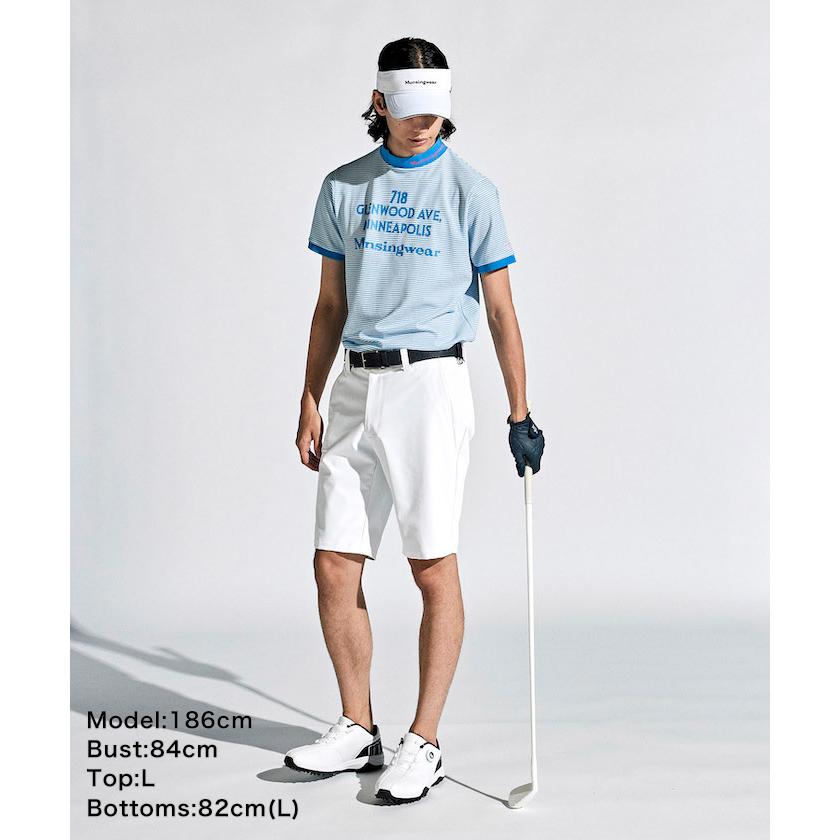 1086 未使用級　マンシングウェア　LL半袖　モックネック　ボーダー　日本製 Munsingwear セール 公式 マンシングウェア サンスクリーン