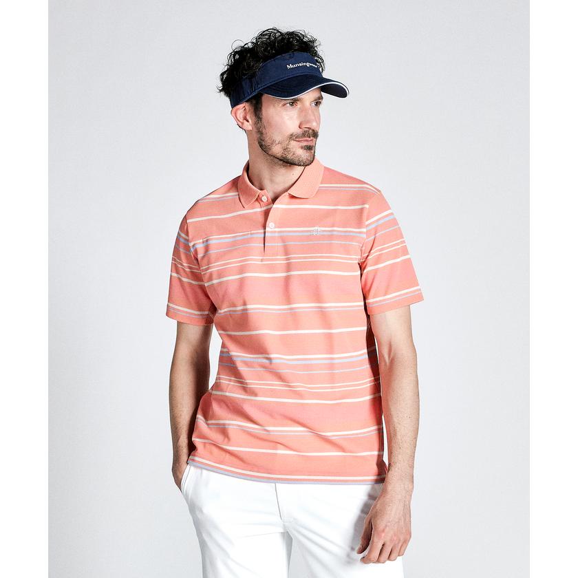 【美品】マンシングウェア メンズ LL 半袖 速乾 UVカット Munsingwear 公式 マンシングウェア 麻混ボーダー 半袖