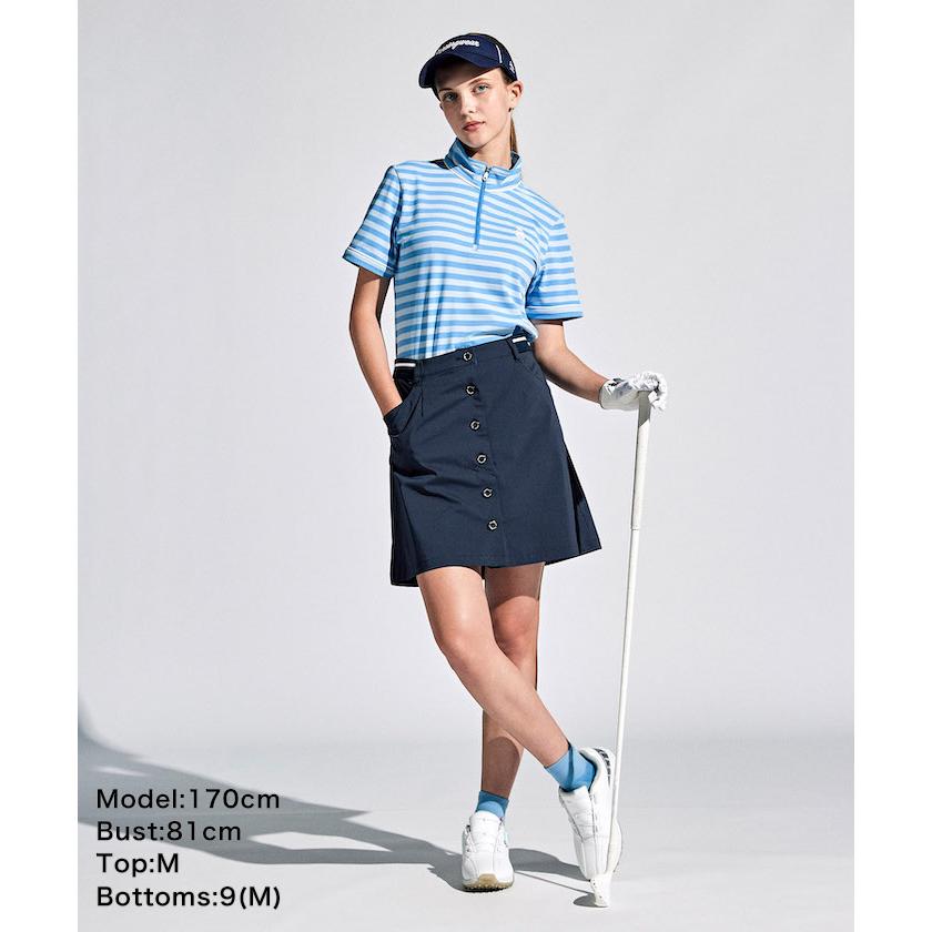 Munsingwear - 極美品 マンシングウェア 半袖 ポロシャツ M レディース ゴルフ 青 総柄 Munsingwear セール 公式 マンシングウェア 半袖シャツ スタンド
