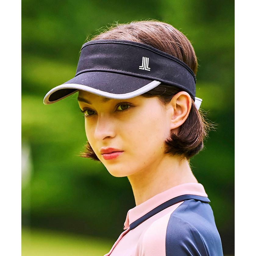 未使用レディース リボン付ロゴポイントサンバイザーLANVIN SPORTS LANVIN SPORT リボン付きロゴポイントサンバイザー【部分UV