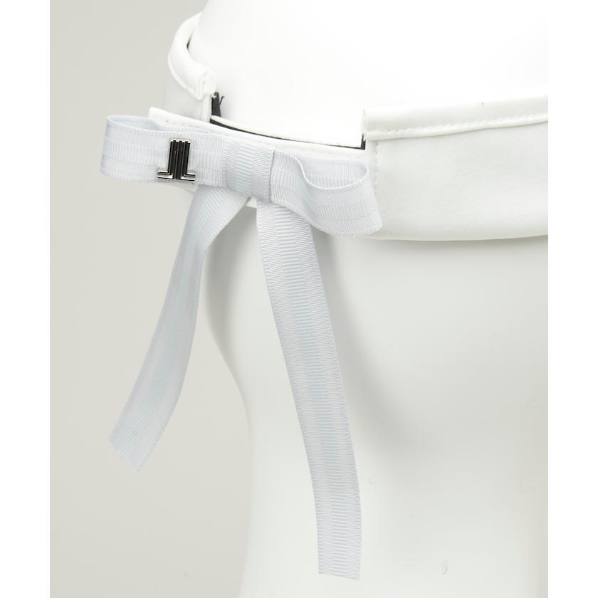 新品未使用品 LANVIN SPORT バイザー リボン ゴルフ レディース LANVIN SPORT リボン付きサンバイザー【部分UV】 -デサント