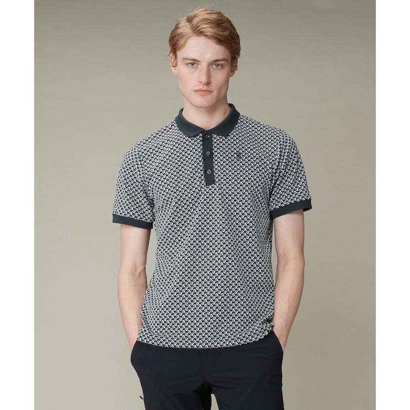 新品ランバンスポール黒総柄ゴルフポロシャツ26400円LANVIN SPORT LANVIN SPORT 公式 ランバン スポール 半袖ポロシャツ メンズ