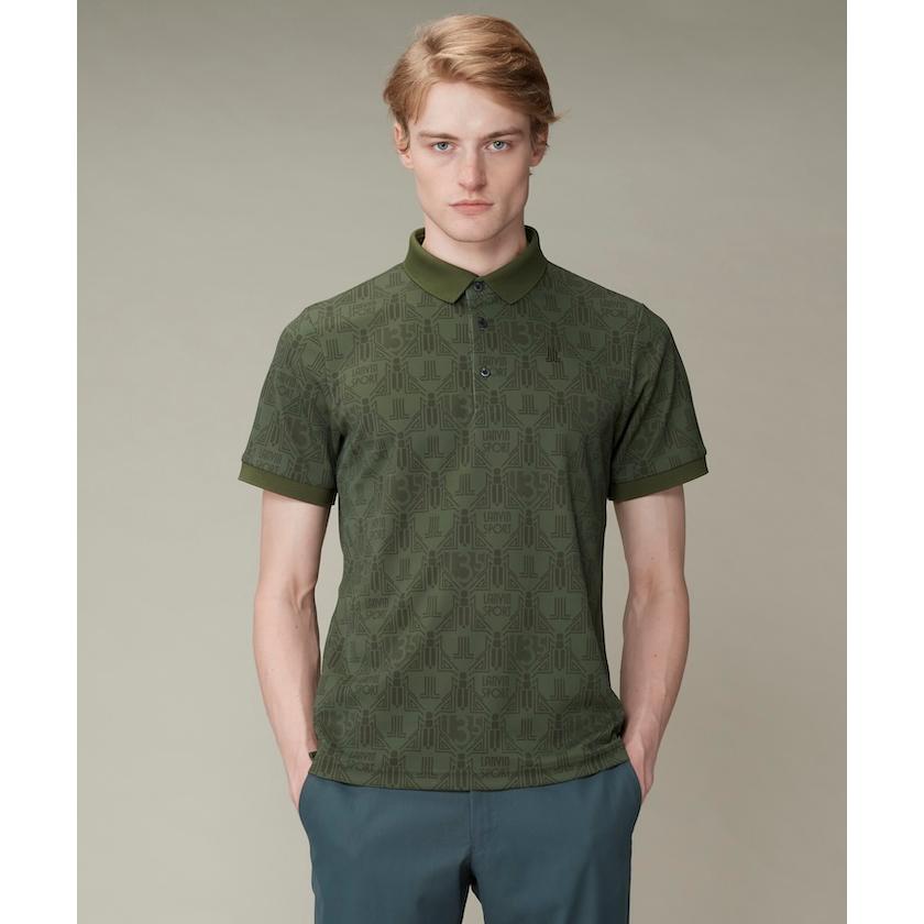 【新品未使用】LANVIN SPORT 半袖シャツ 38 カモフラージュ柄 LANVIN SPORT モノグラムプリント半袖ポロシャツ（ゴルフ/メンズ