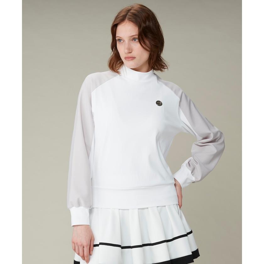 ランバンスポール　モックネック 長袖ウェア ホワイト/ブラック LANVIN SPORT セール 公式 ランバン スポール モックネック長袖