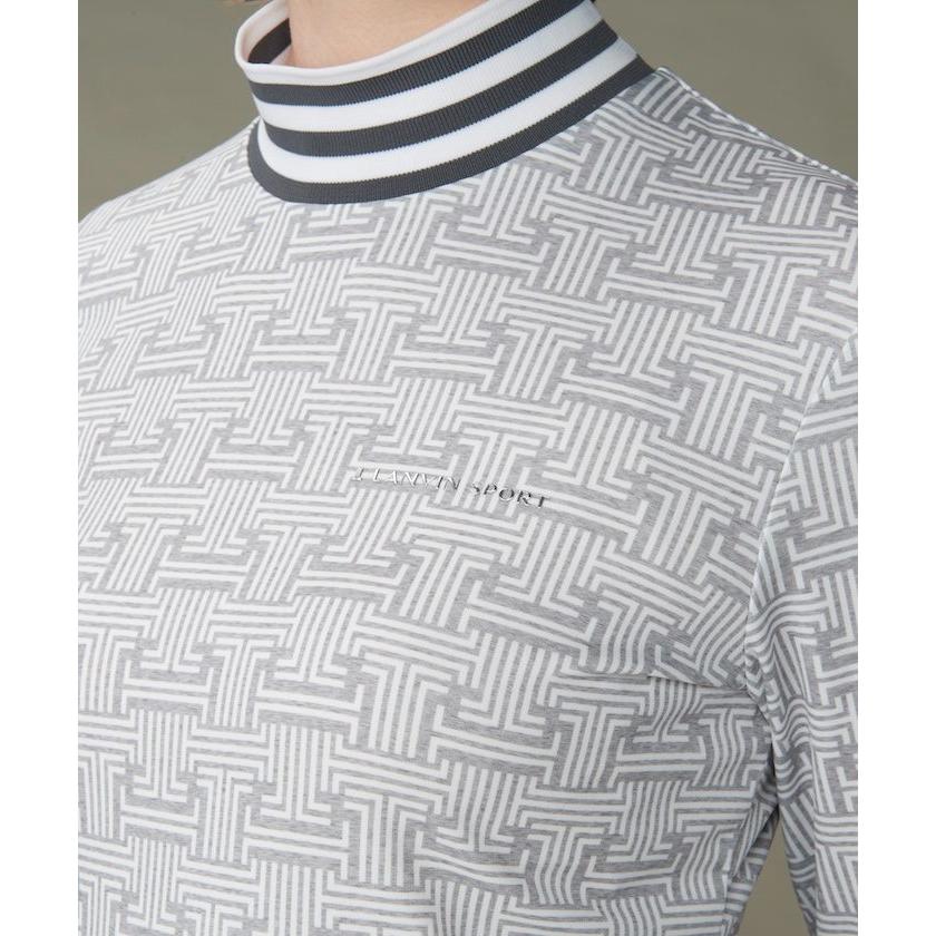 LANVIN SPORT ランバンスポール　総柄　モノクロ　長袖　モックネック LANVIN SPORT ランバンスポール 総柄 モノクロ 長袖 モック