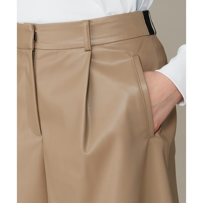 【LANVIN SPORT】ドット織柄パンツ　ベージュ　ゴルフ　ベルト付　36 LANVIN SPORT】ドット織柄パンツ ベージュ ゴルフ ベルト付 36