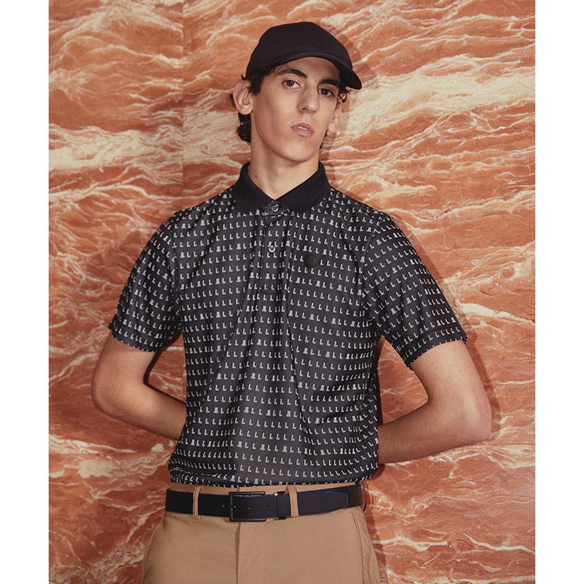 公式 ランバン スポール LANVIN SPORT 総柄ジャカート半袖ポロシャツ UVカット 吸汗速乾 メンズ ゴルフ VG5FHS32M 25FW