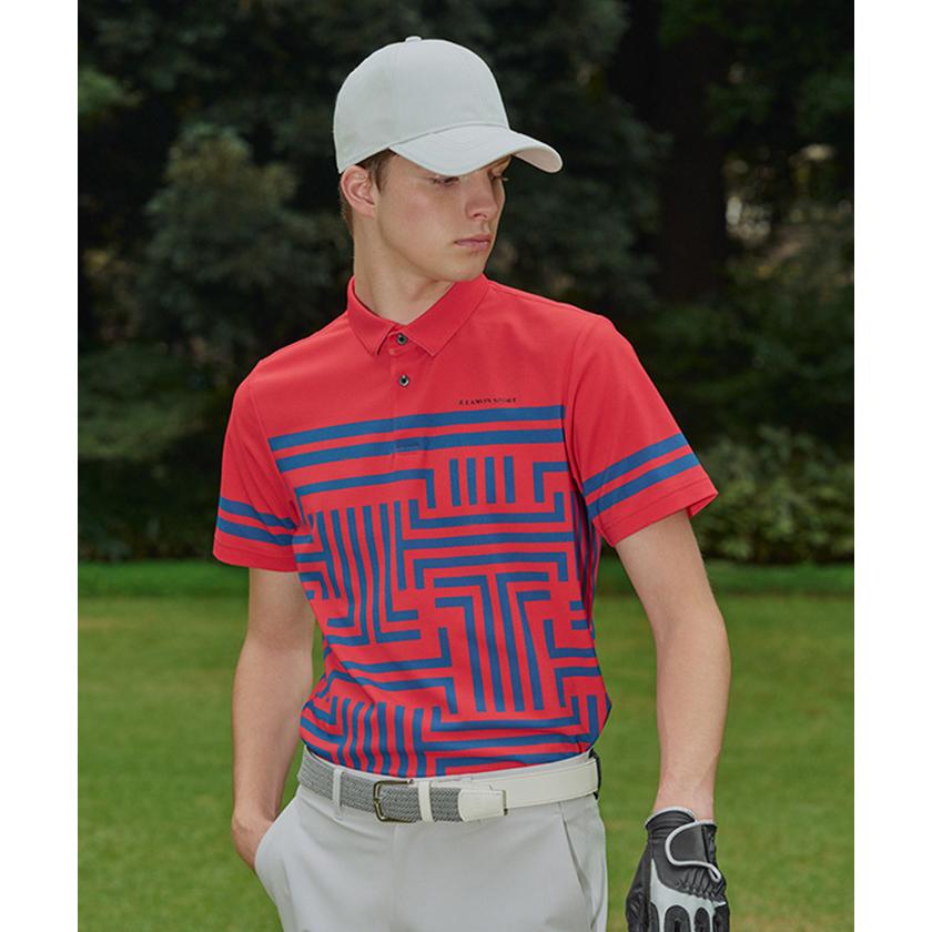 未使用【LANVIN SPORT】 ポロシャツ LANVIN SPORT 公式 ランバン スポール 衿プリント柄半袖