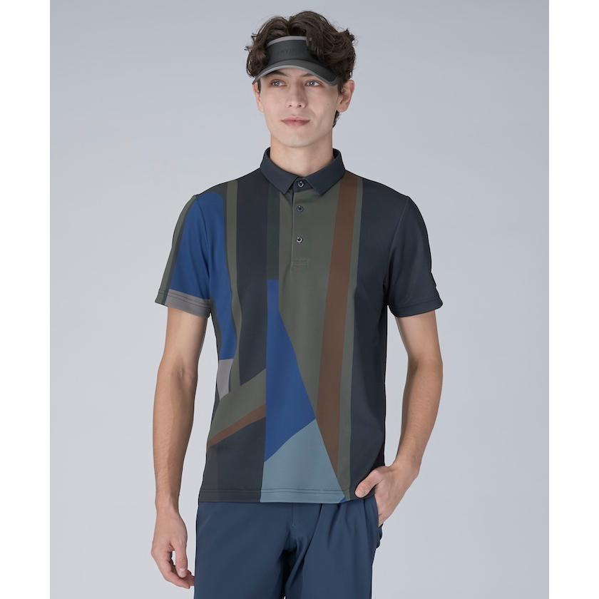 2025年春夏モデル ランバン LANVIN VG5SHS41M メンズ 半袖ポロシャツ 総柄プリント 吸汗速乾 サンスクリーン ゴルフウェア スポーツウェア 春夏 LANVIN SPORT（ランバンスポール） 公式 ランバン スポール 総柄