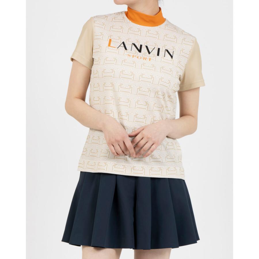 LANVIN SPORT 半袖 モックネック オレンジ ゴルフ レディース