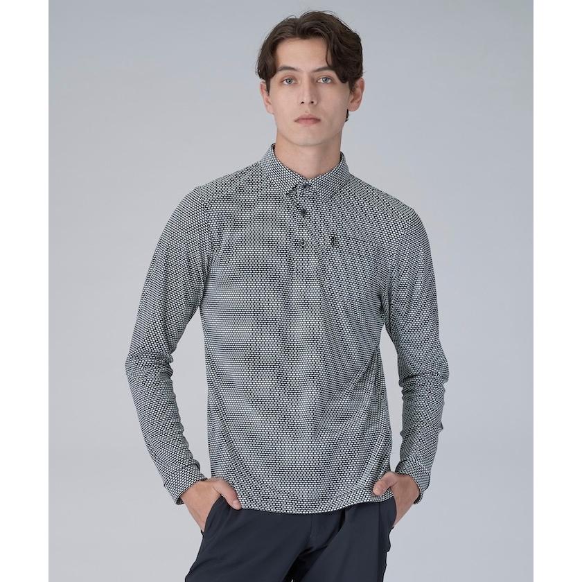 LANVIN SPORT（ランバンスポール） 幾何学プリント長袖ポロシャツ