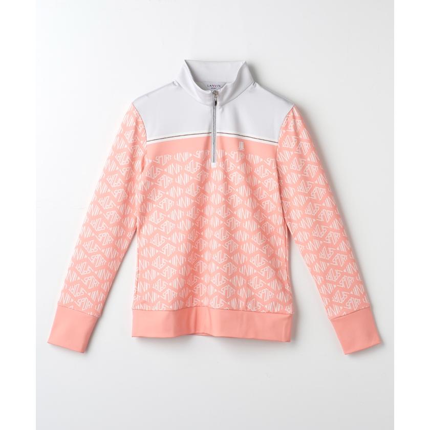 ●ランバン　スポール　ゴルフ　ハーフジップシャツ　ニット切り替え　プレートロゴ LANVIN SPORT（ランバンスポール） 公式 ランバン スポール ロゴ