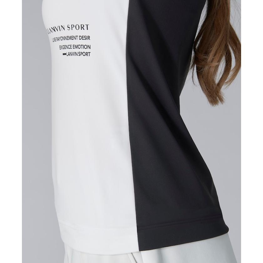 LANVINSPORT ランバンスポール モックネックシャツ 白 黒 M ランバン スポール LANVIN SPORT JLモノグラム柄モックネック長袖