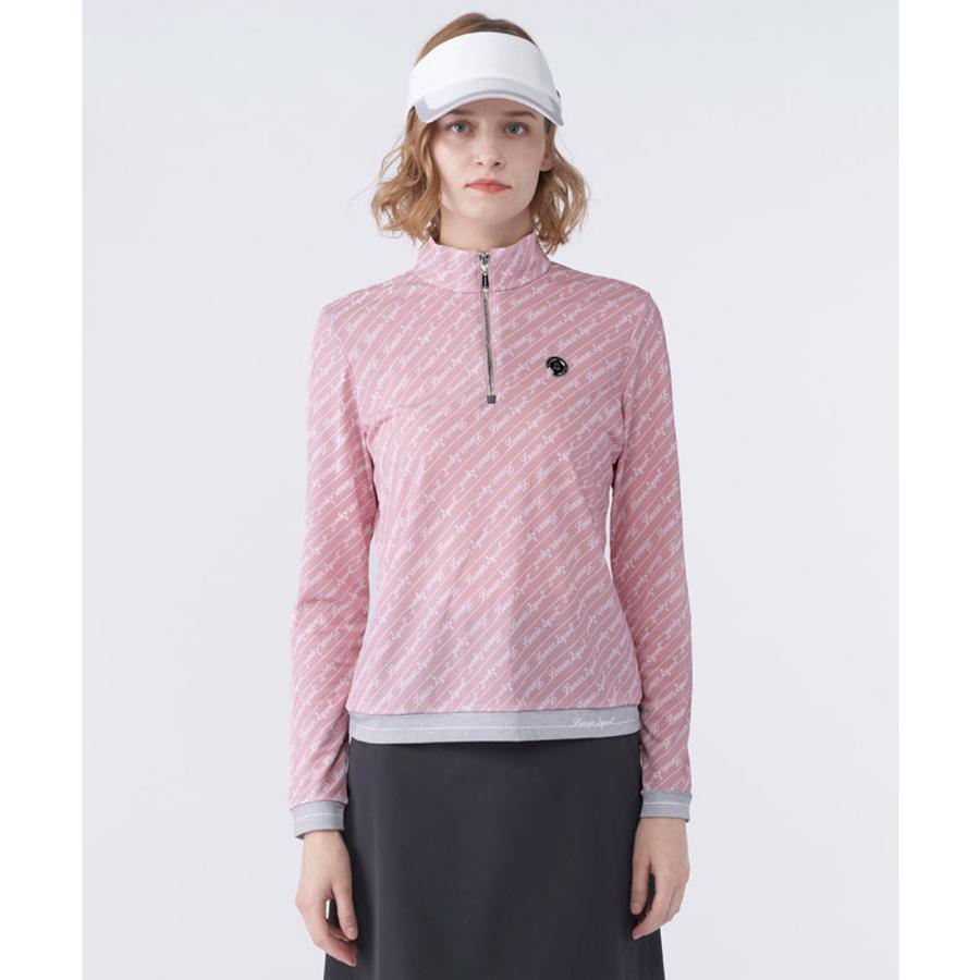 新品タグ付LANVIN SPORT長袖ポロシャツ ピンク LANVIN SPORT（ランバンスポール） 公式 手書きロゴ長袖シャツ ハーフ