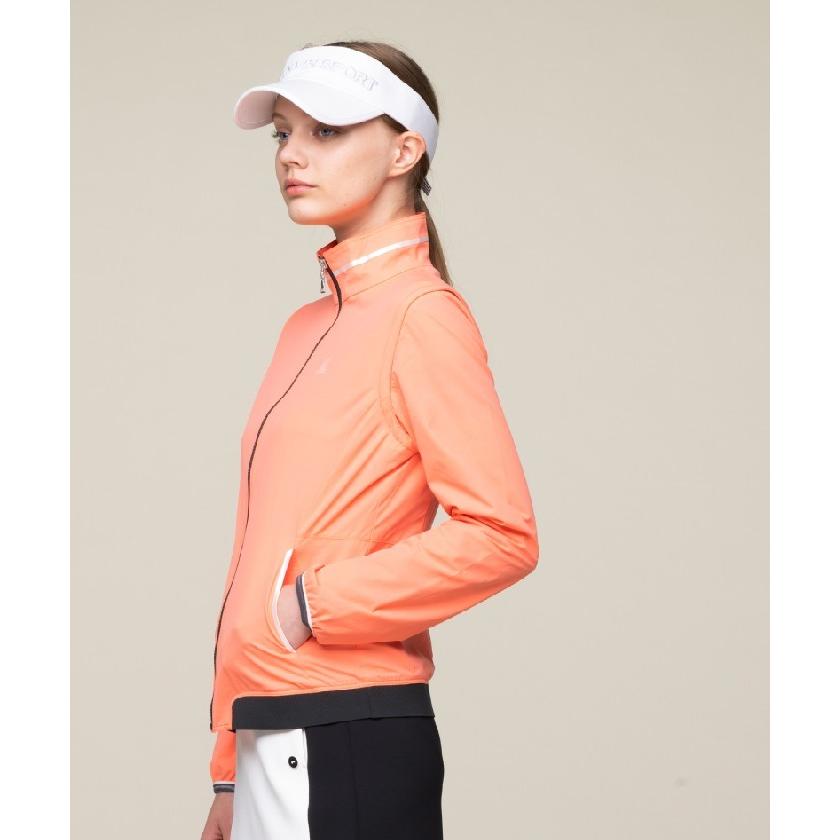 ランバンスポールのウォーム系フードアウターオレンジ