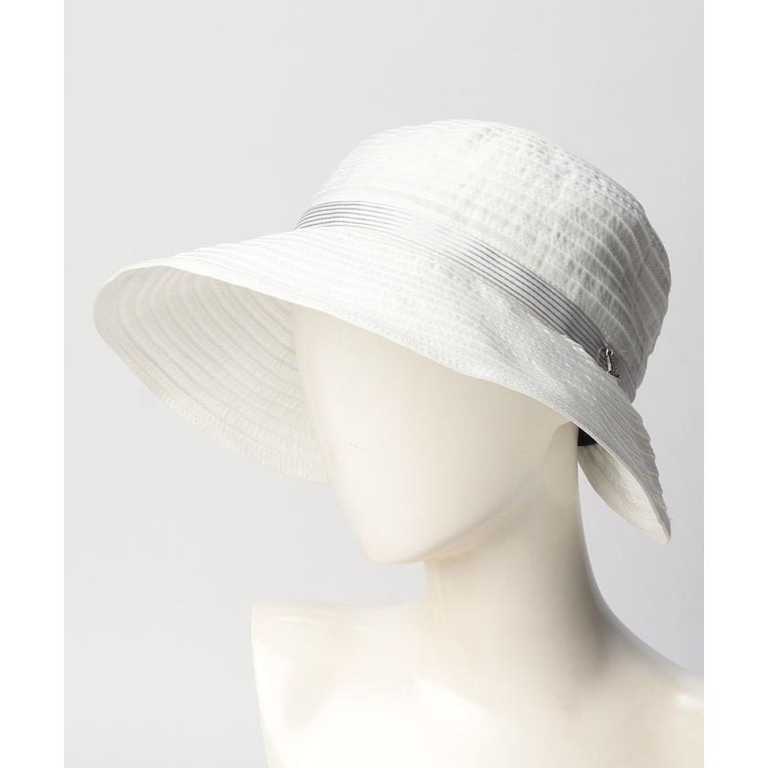 LANVIN - coco 中古 ランバンスポール LANVIN SPORT ハット フリー 56~59cm アイボリー系ホワイト たまご色 つば広タイプ2WAYハット サイドリボン 日差し対策 中古 ランバンスポール LANVIN SPORT ハット フリー 56~59cm